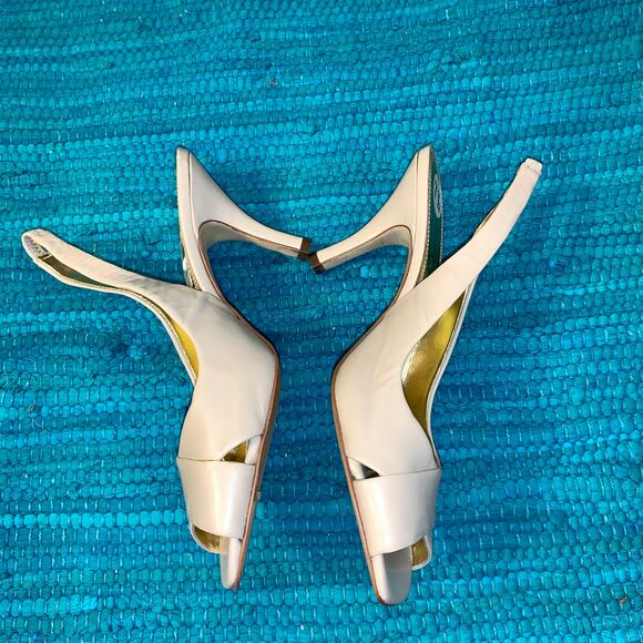 NEW TAHARI CLASSIC NUDE SLINGBACK OPEN TOE PUMPS HEELS 7.5 - Picture 4 of 6